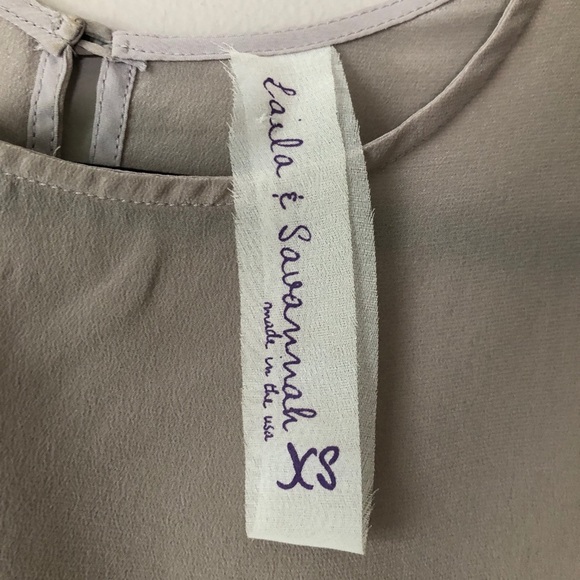 Anthro Laila & Savannah beige nude silk top XS - Picture 7 of 7